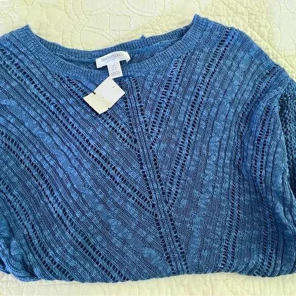 NWT Motherhood Blue Open-Weave Knit Sweater - Picture 8 of 9